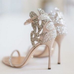 Champagne rhinestone wedding shoes